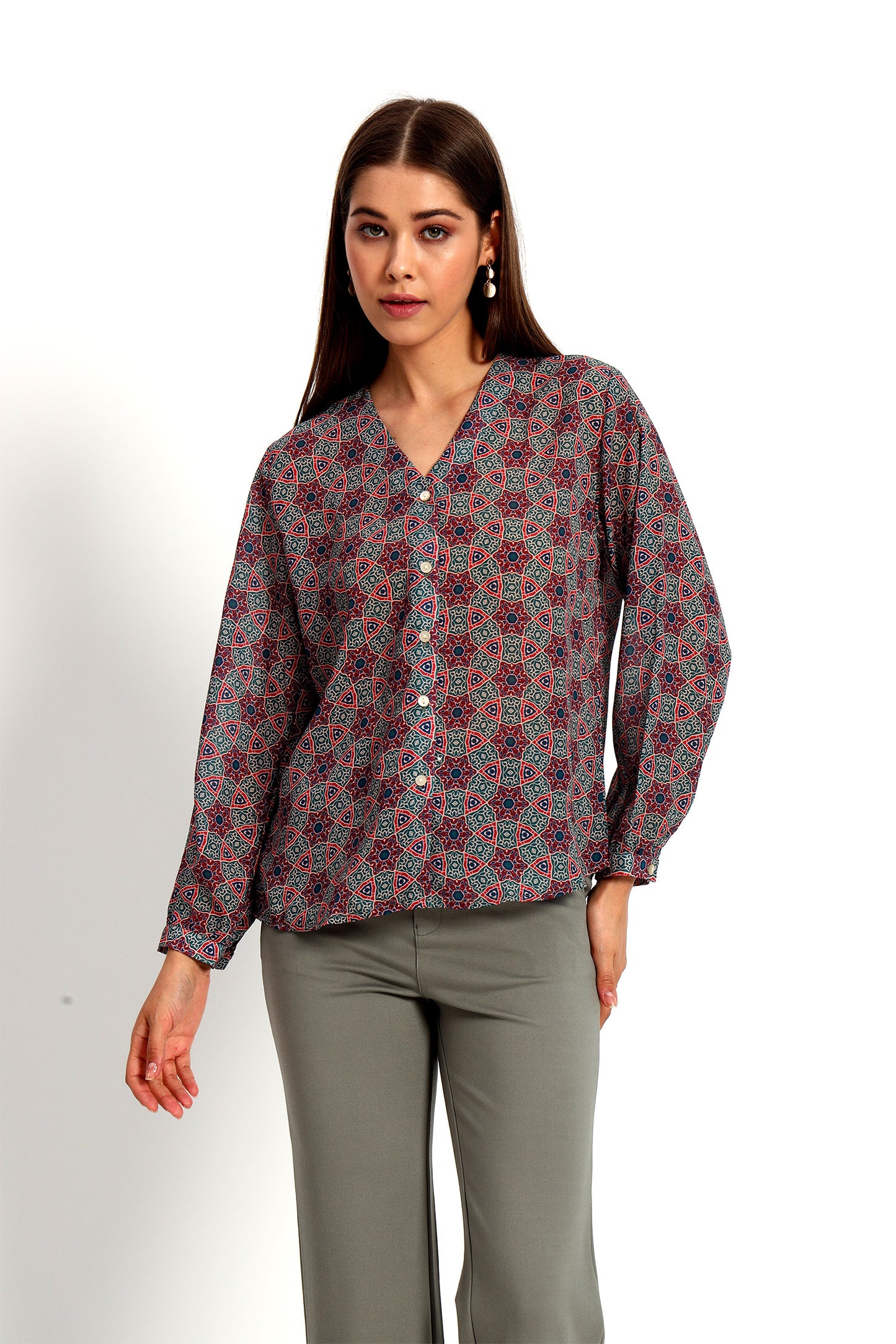 Ajrak Heritage V Neck Shirt