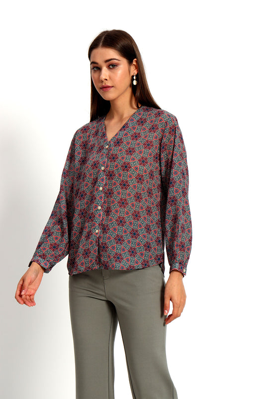 Ajrak Heritage V Neck Shirt