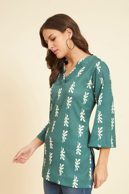 Stylish V-Neck Wrinkled Tunic