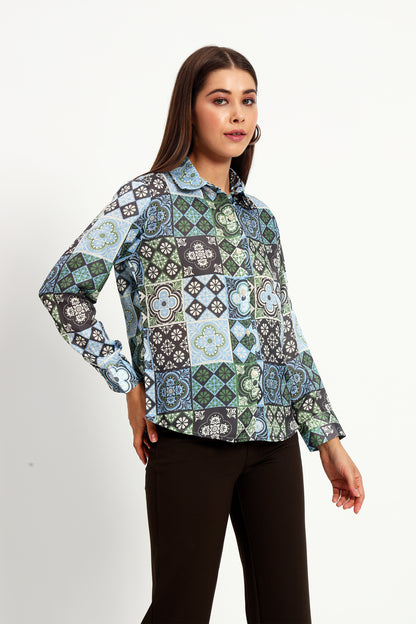 Patchwork Print Shirt