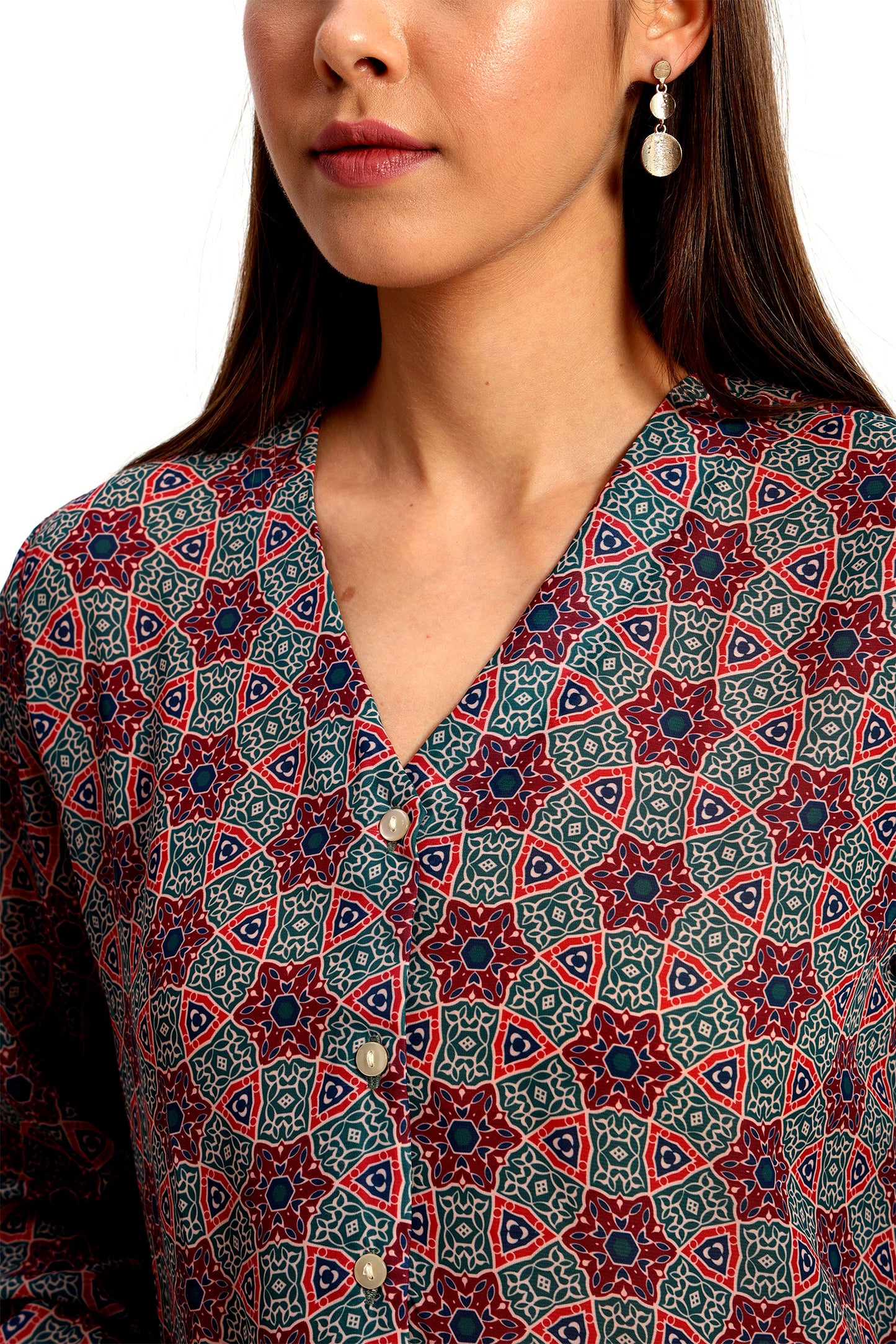 Ajrak Heritage V Neck Shirt