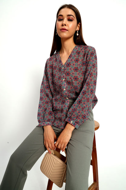 Ajrak Heritage V Neck Shirt