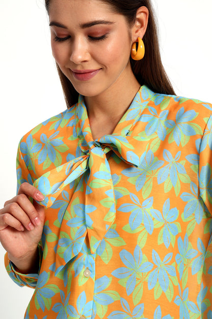 Bright Yellow Floral Bow Shirt