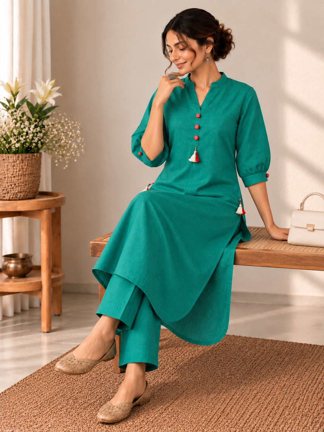 MOR - Teal Green Kurta Set