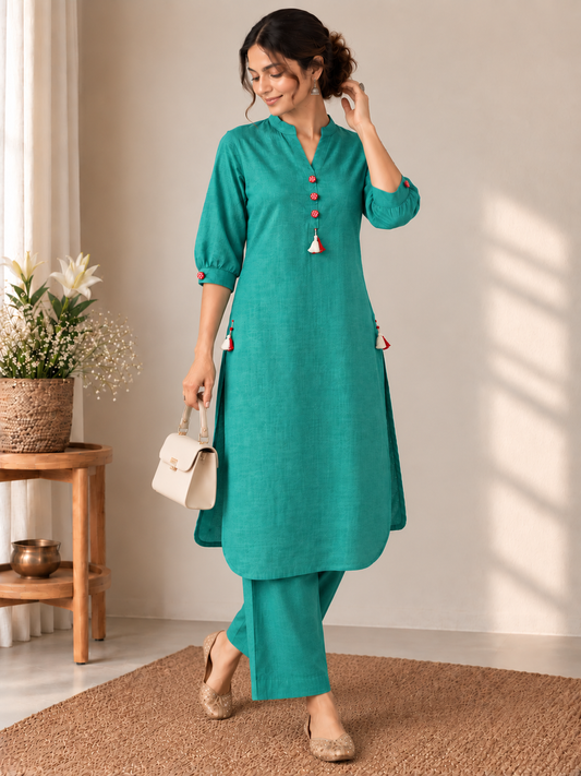 MOR - Teal Green Kurta Set