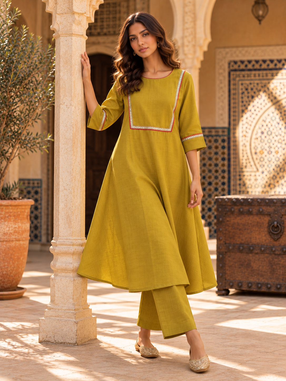 Mustard Yellow A-Line Kurta Set