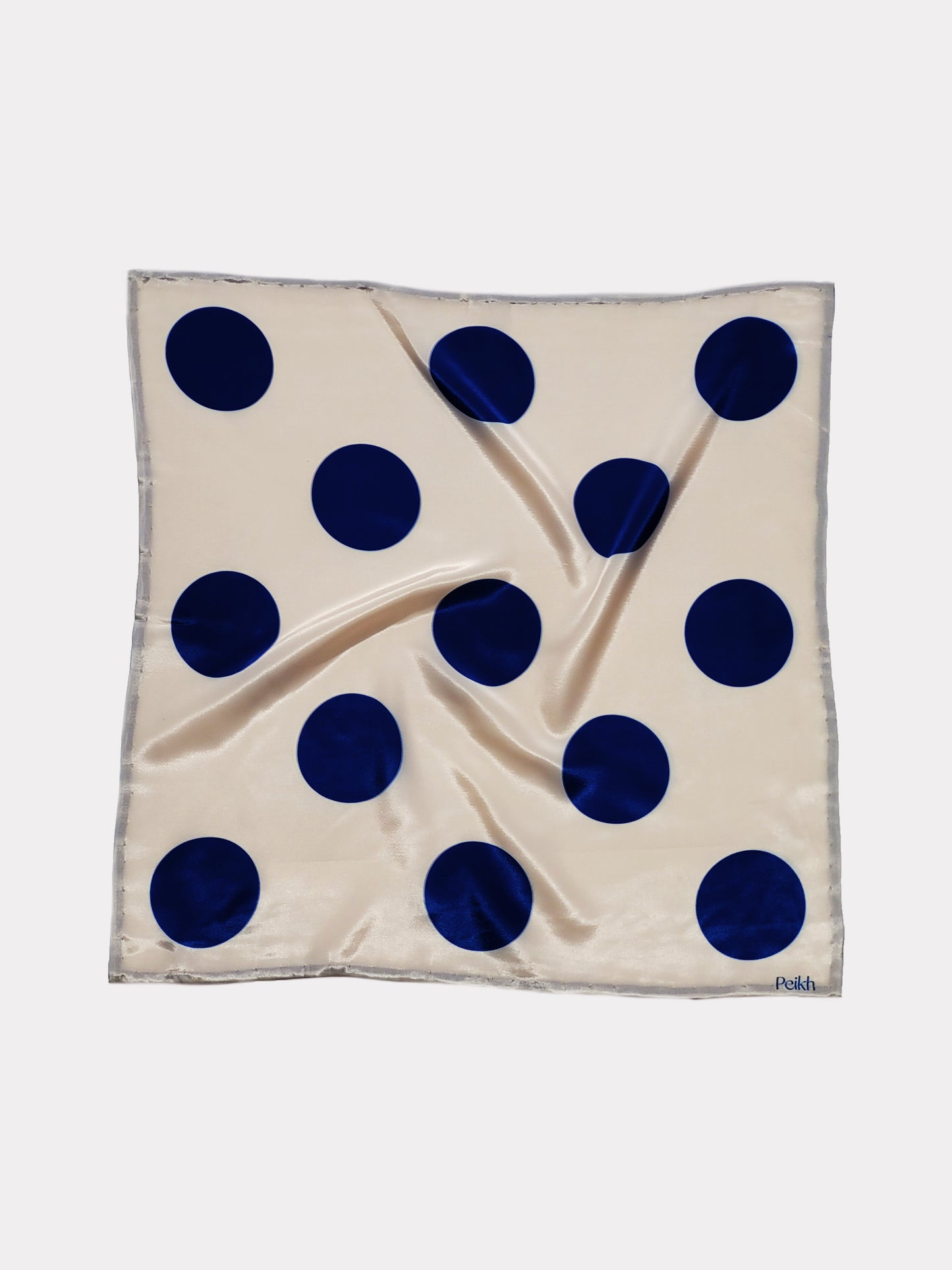 Beige Polka Dot Satin Scarf (20.5 x 20.5 Inches)