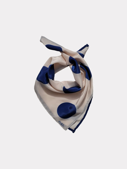 Beige Polka Dot Satin Scarf (20.5 x 20.5 Inches)