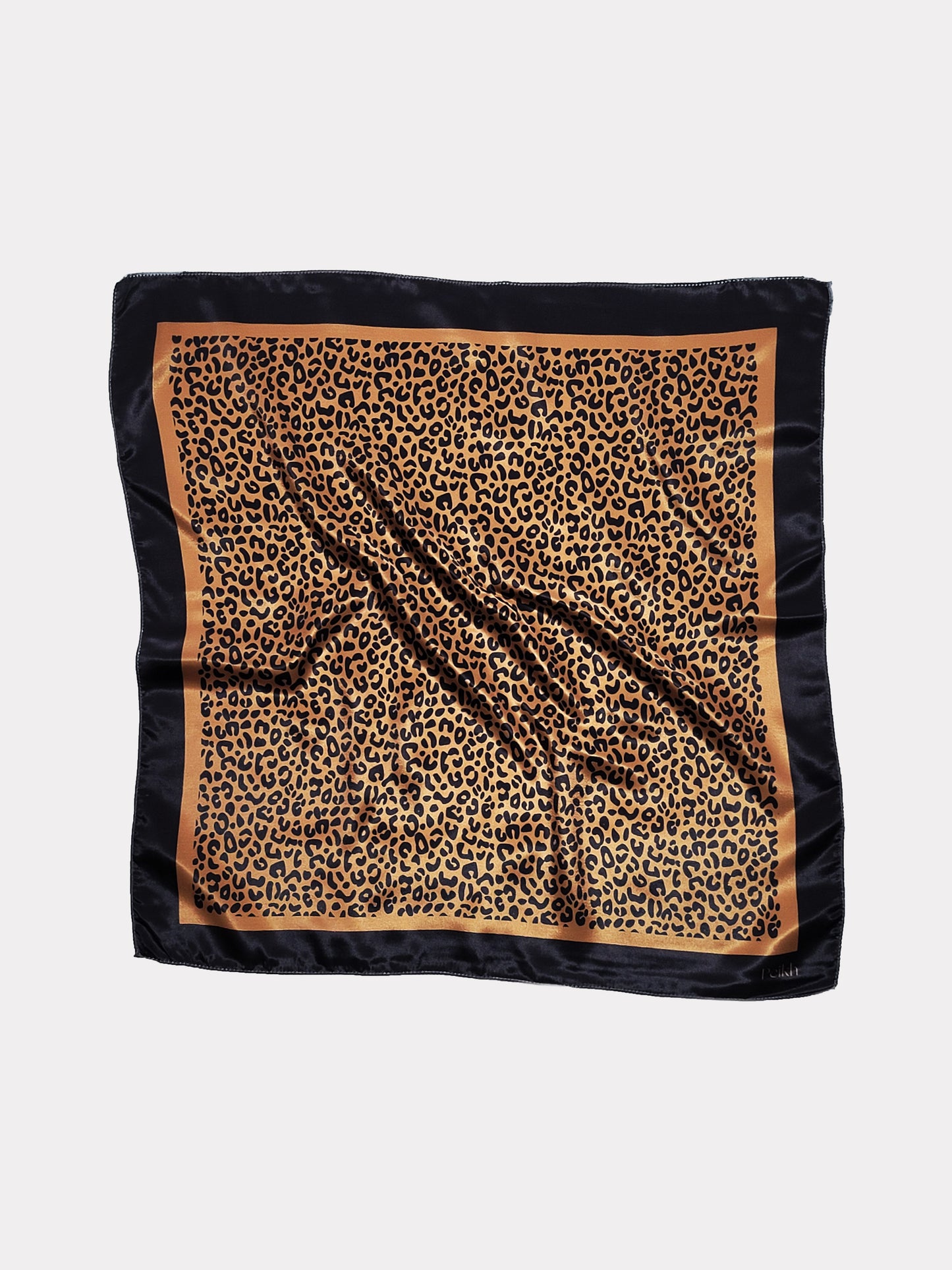 Brown Animal Printed Satin Scarf (20.5 x 20.5 Inches)