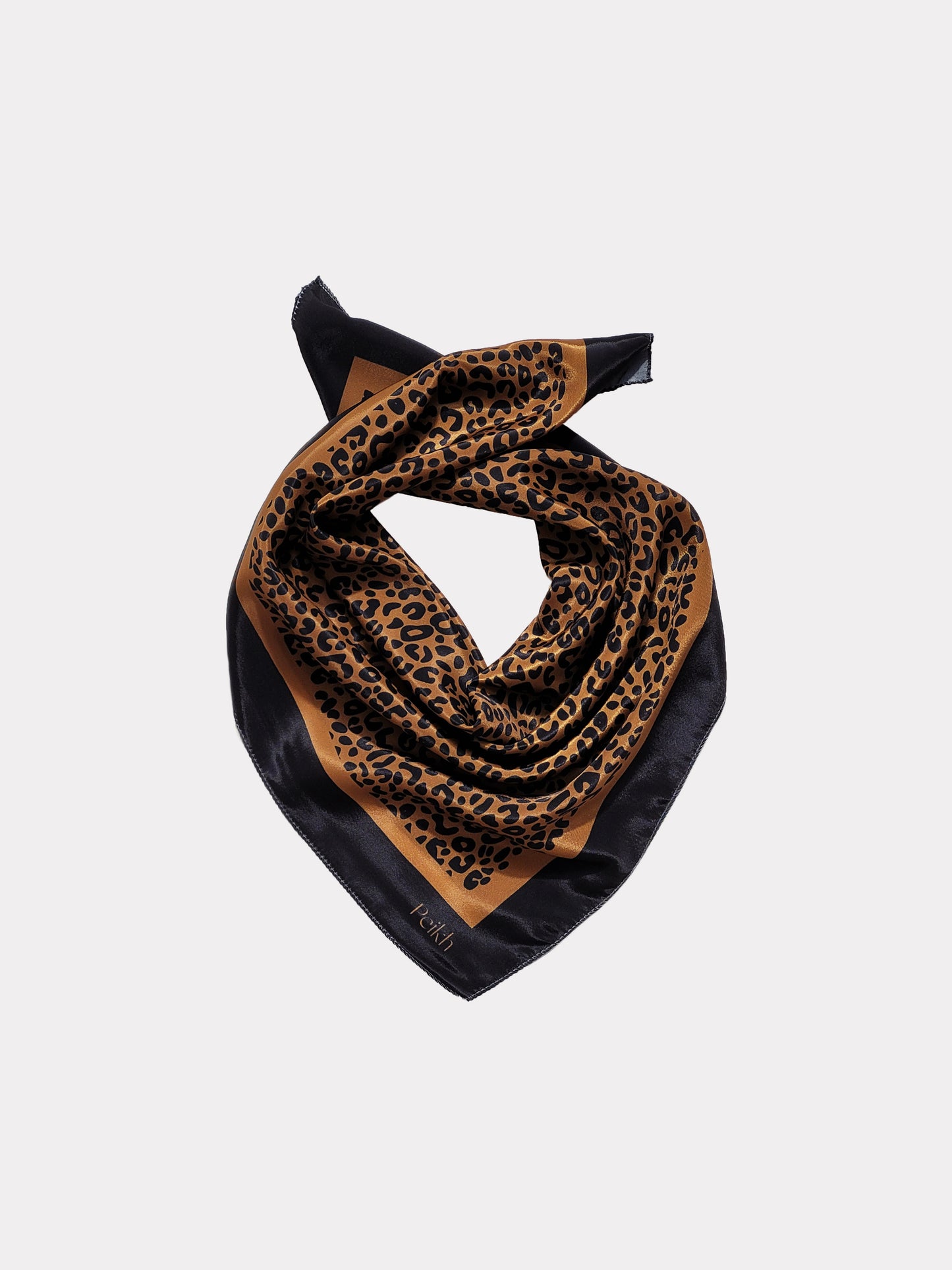 Brown Animal Printed Satin Scarf (20.5 x 20.5 Inches)