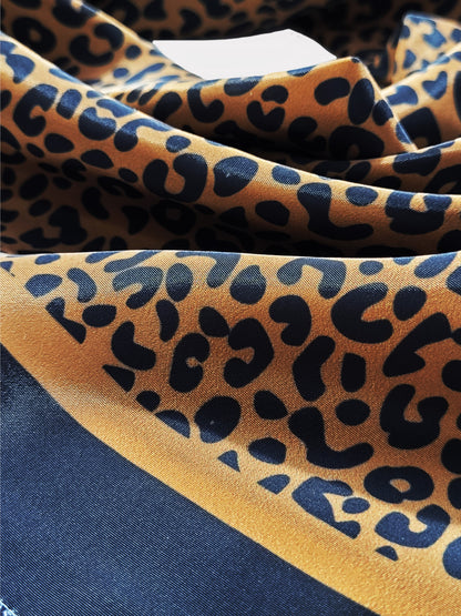 Brown Animal Printed Satin Scarf (20.5 x 20.5 Inches)