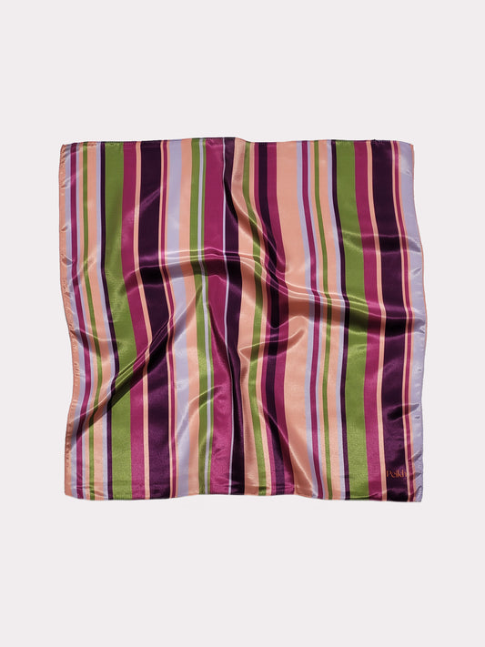 Multi Color Stripe Satin Scarf (20.5 x 20.5 Inches)