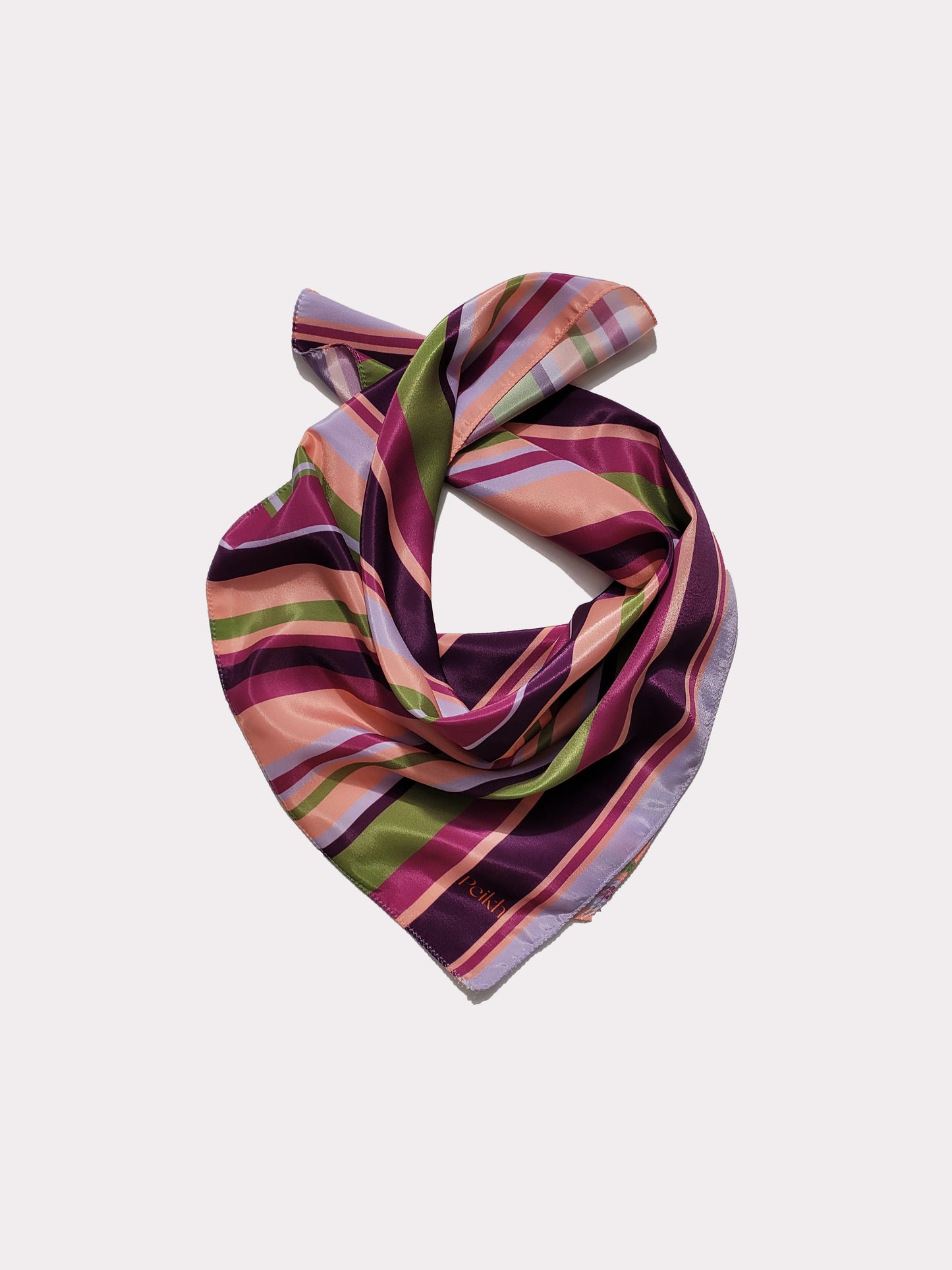 Multi Color Stripe Satin Scarf (20.5 x 20.5 Inches)