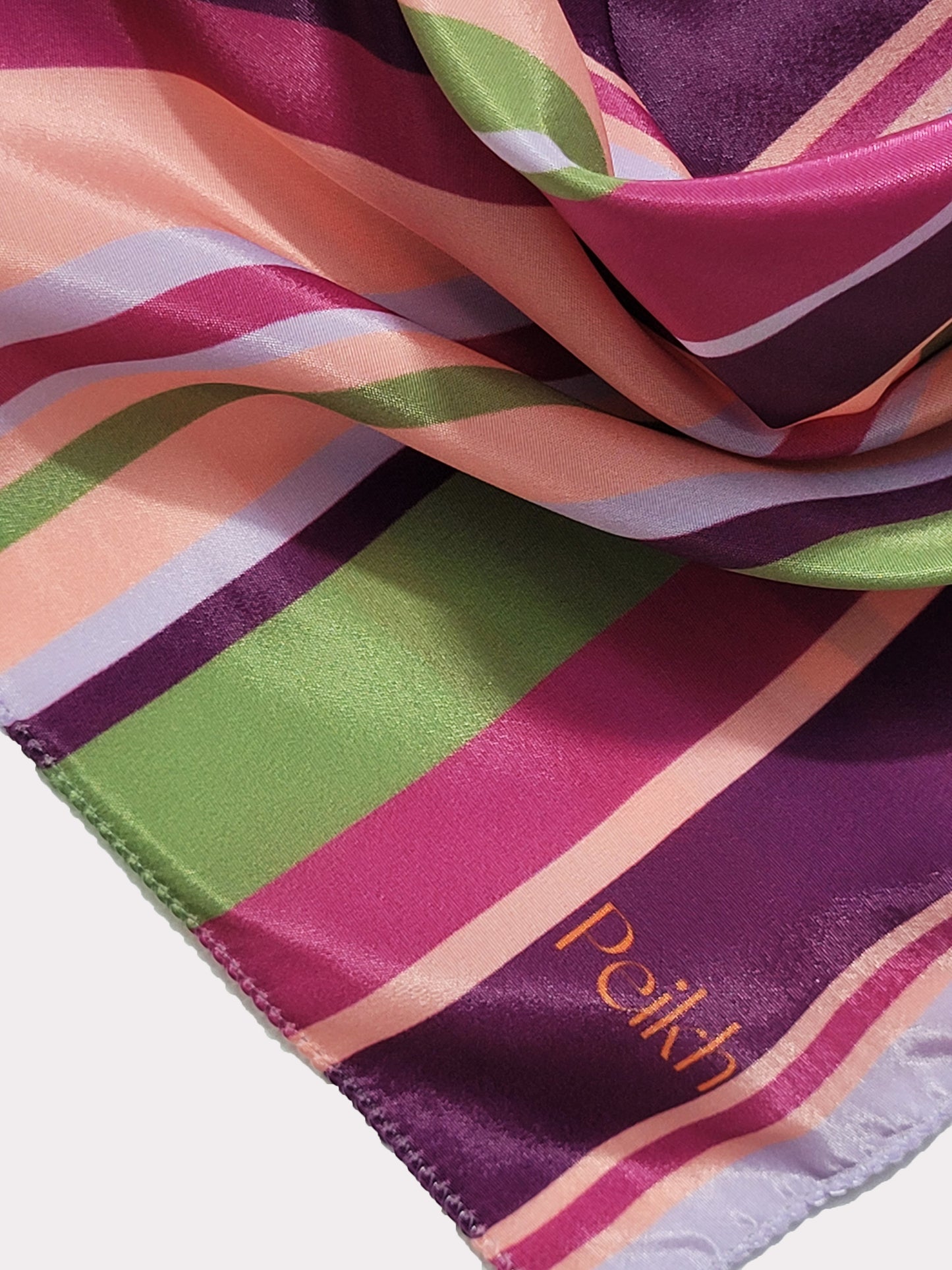 Multi Color Stripe Satin Scarf (20.5 x 20.5 Inches)