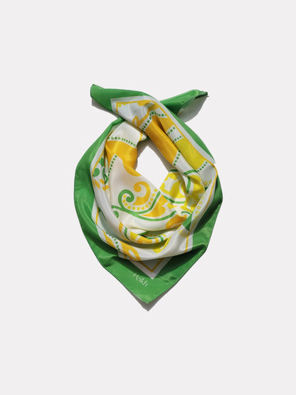 Green Paisley Satin Scarf (20.5 x 20.5 Inches)