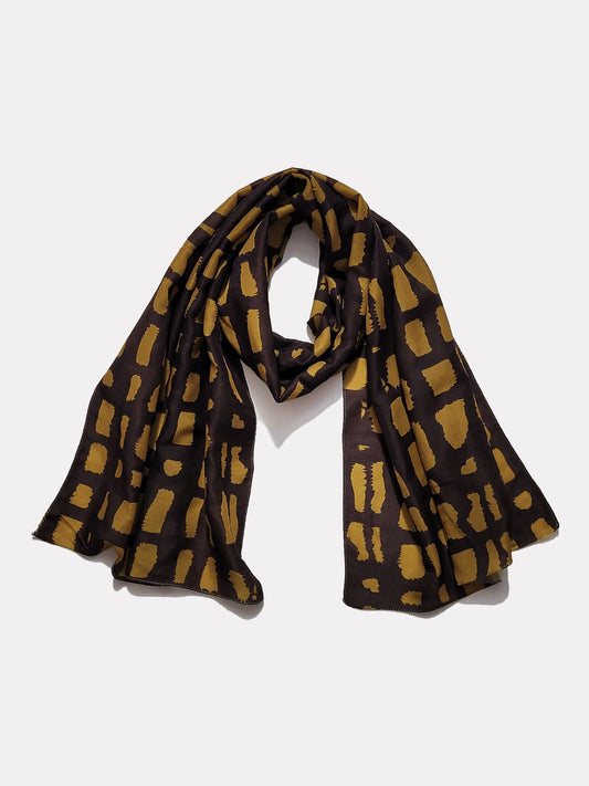 Brown Brick Printed Cotton Scarf