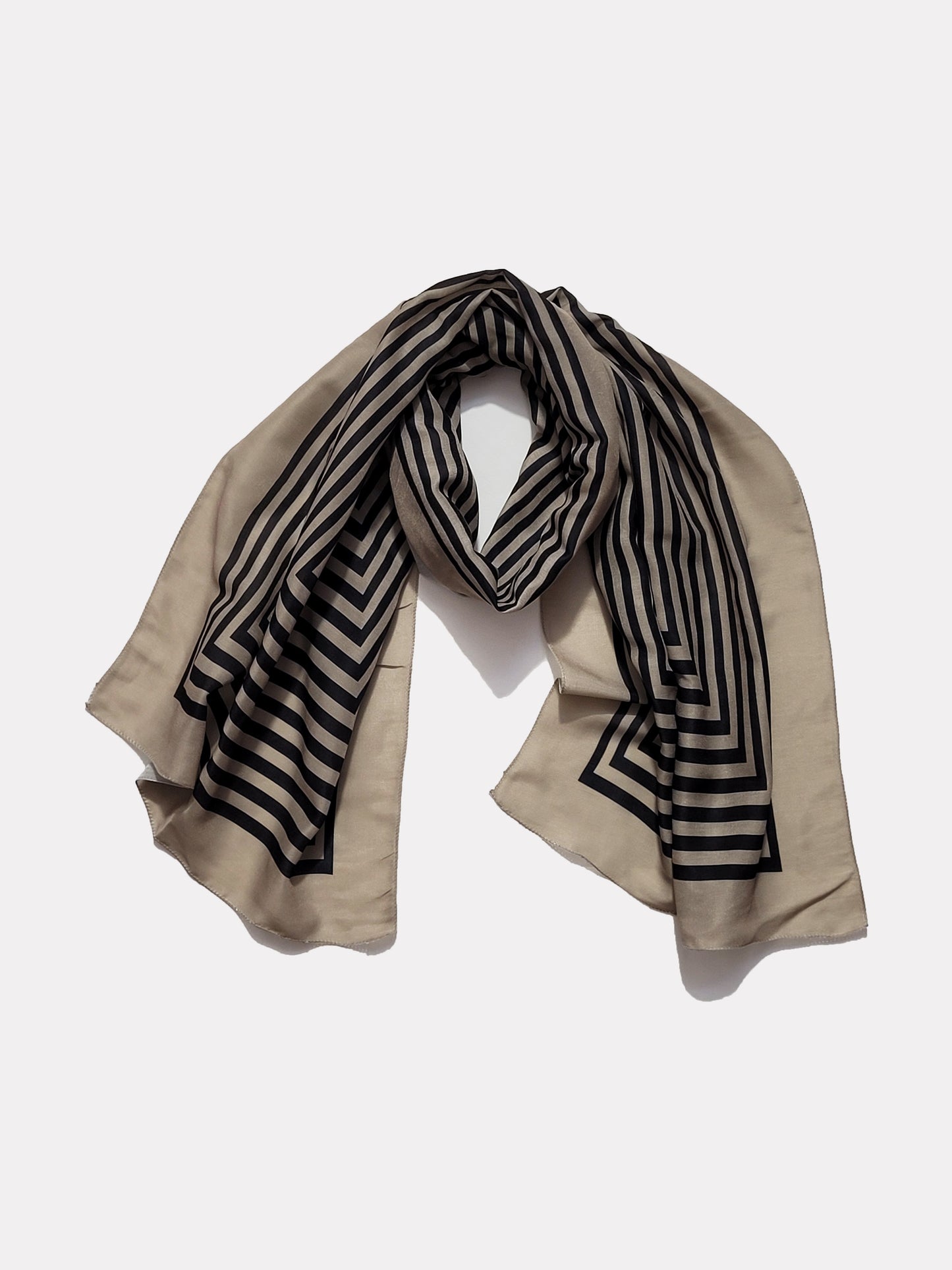 Beige Stripes Cotton Scarf