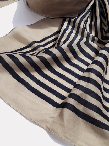 Beige Stripes Cotton Scarf