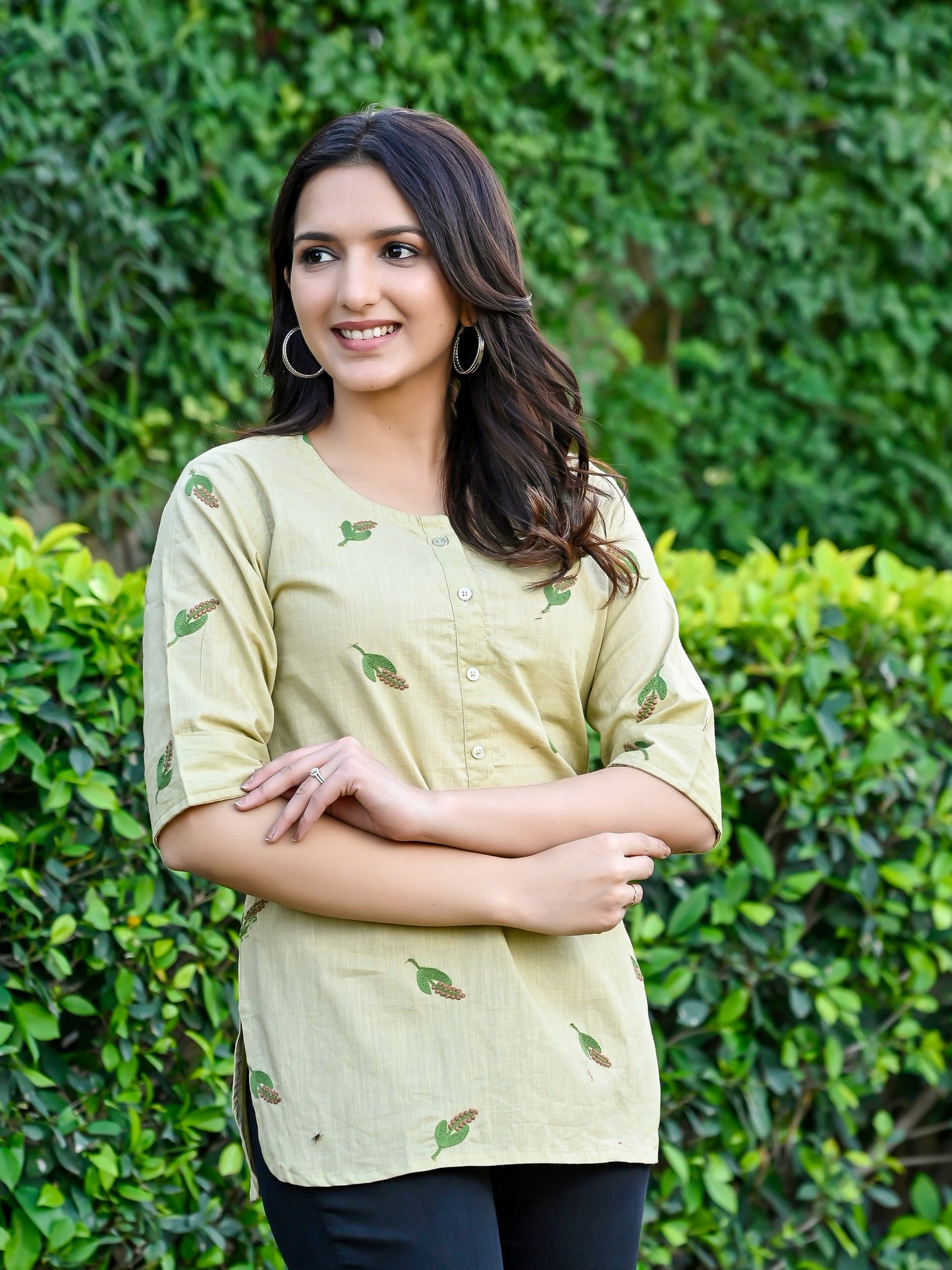 Chikoo Embroidered Cotton Top