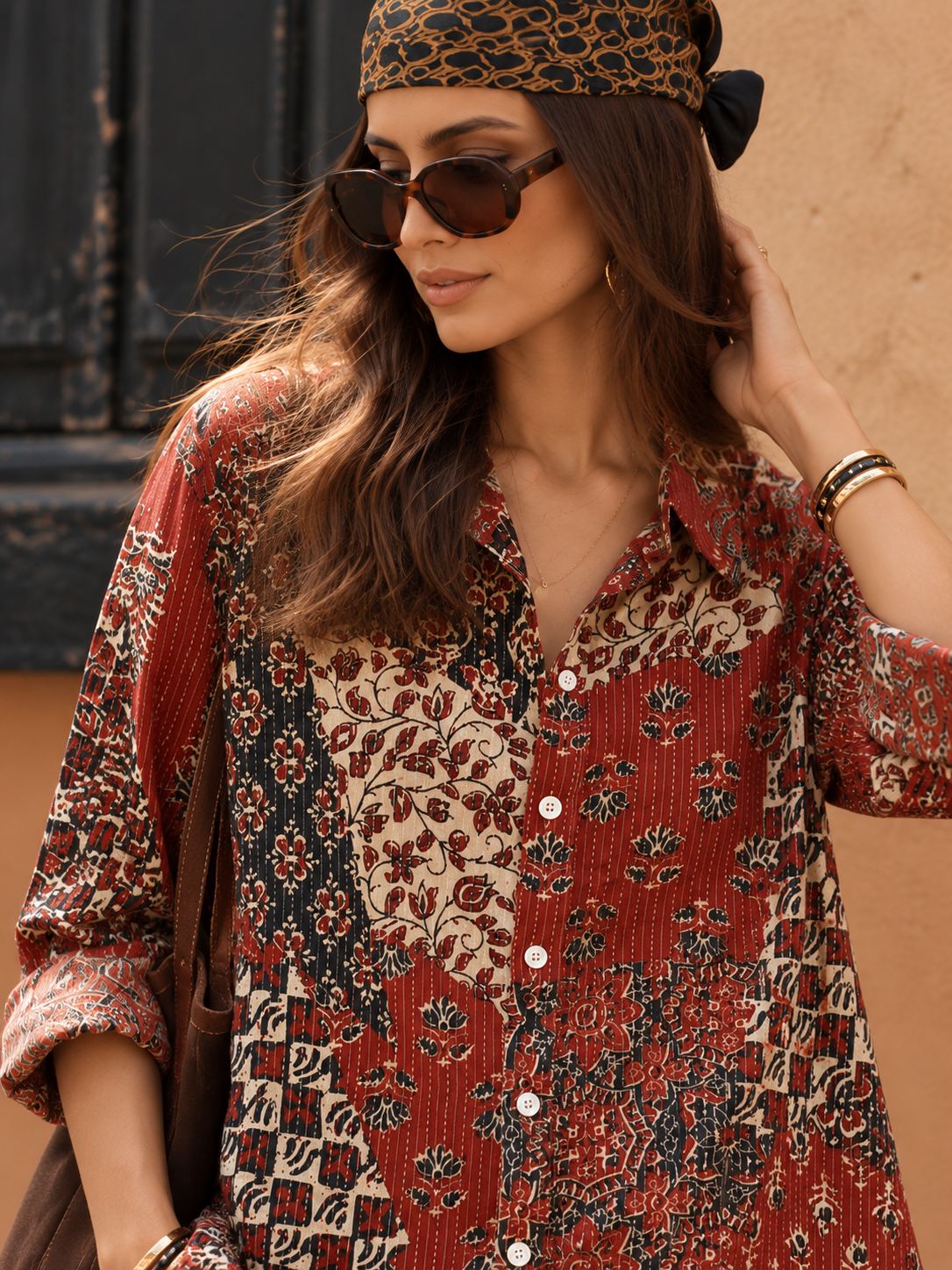 Kantha Embroidered Printed Cotton Shirt