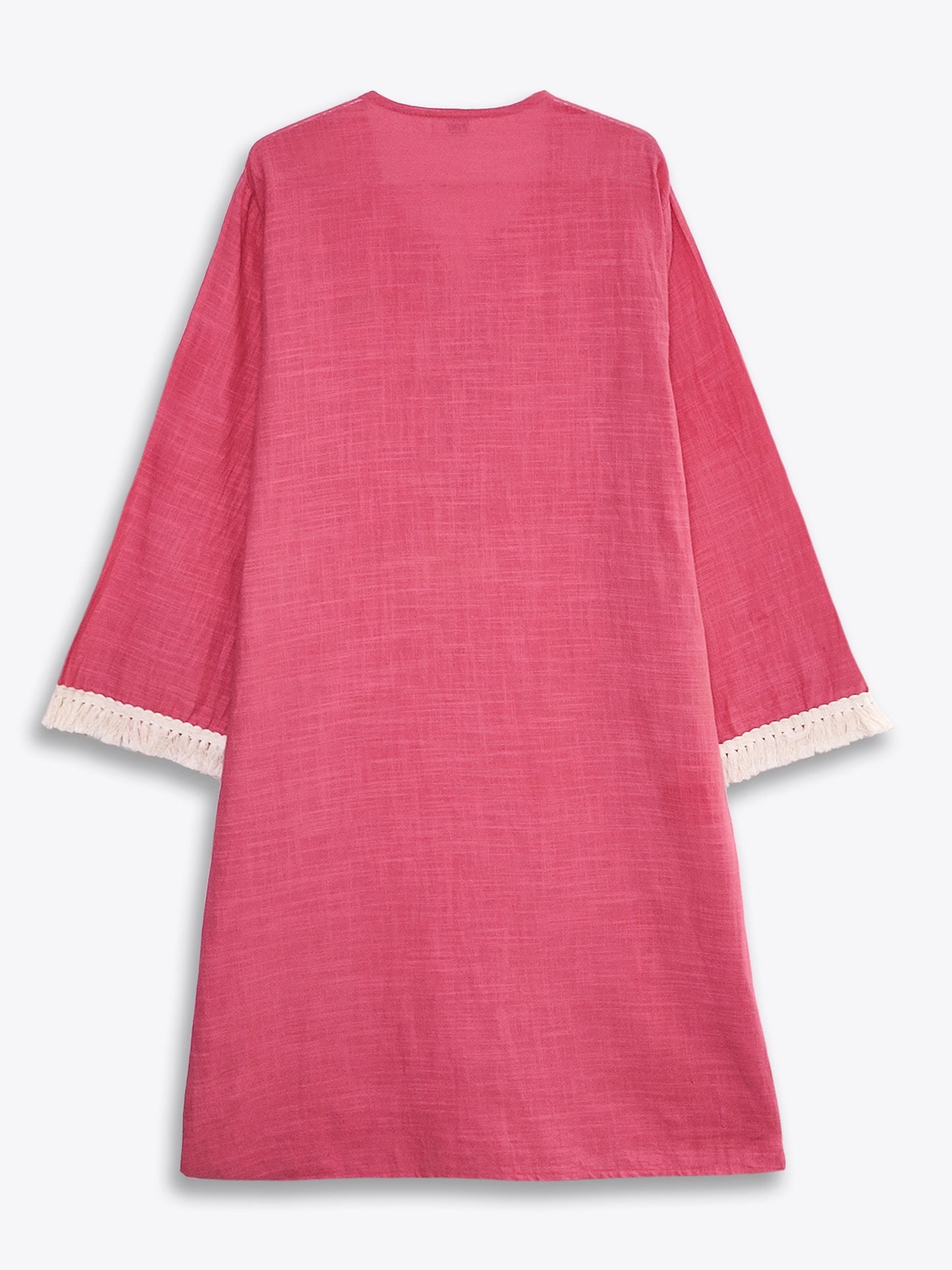 Flamingo Pink Embellished Cotton A-Line Kurta Set