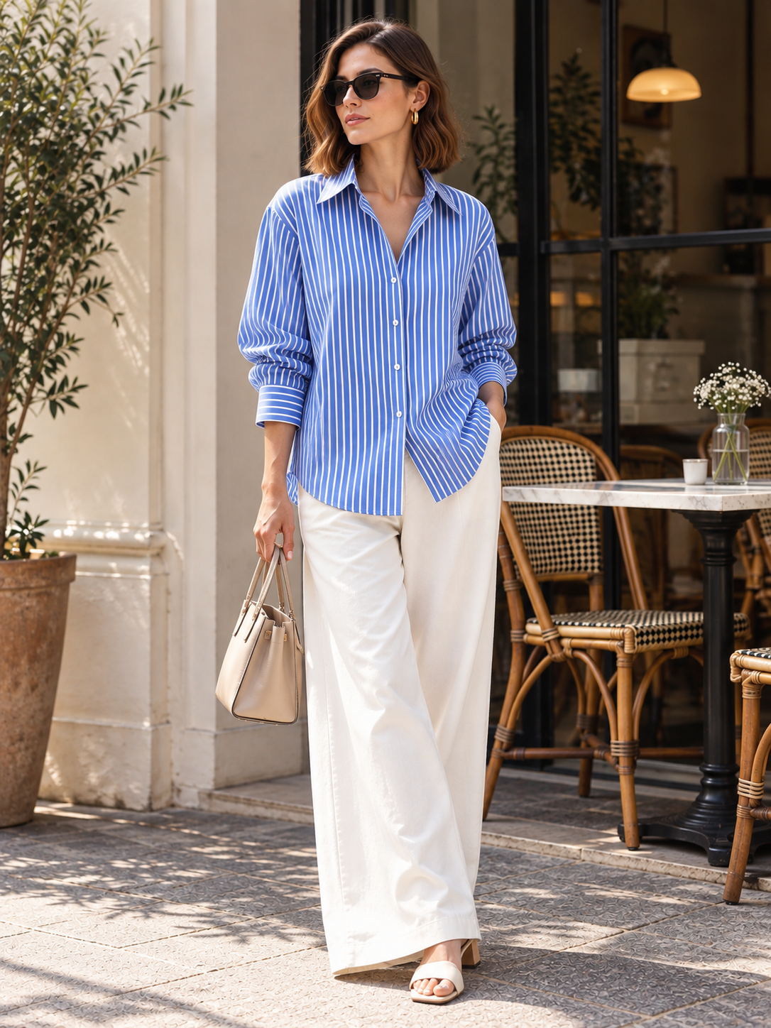 Classic Blue Striped Mul Cotton Shirt