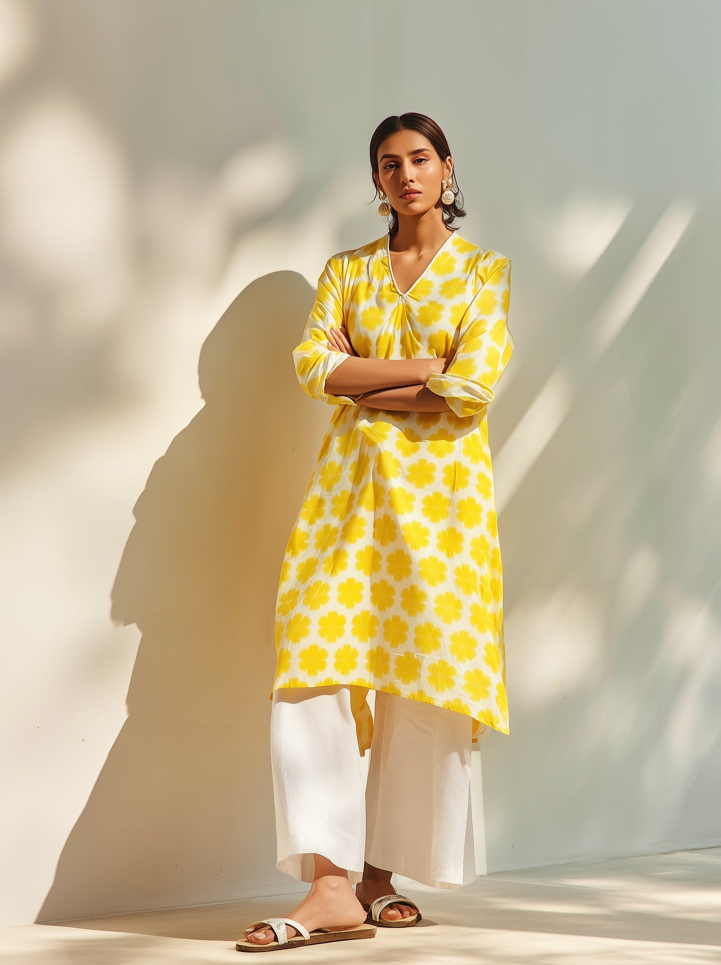 BAHAR– Yellow Printed A-Line Kurta Set