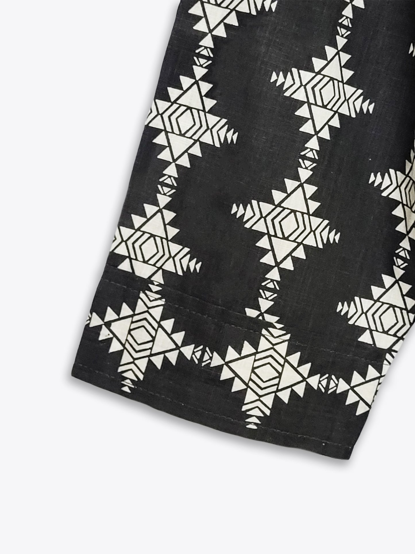 Black Tribal Print Lapel Collar Shirt