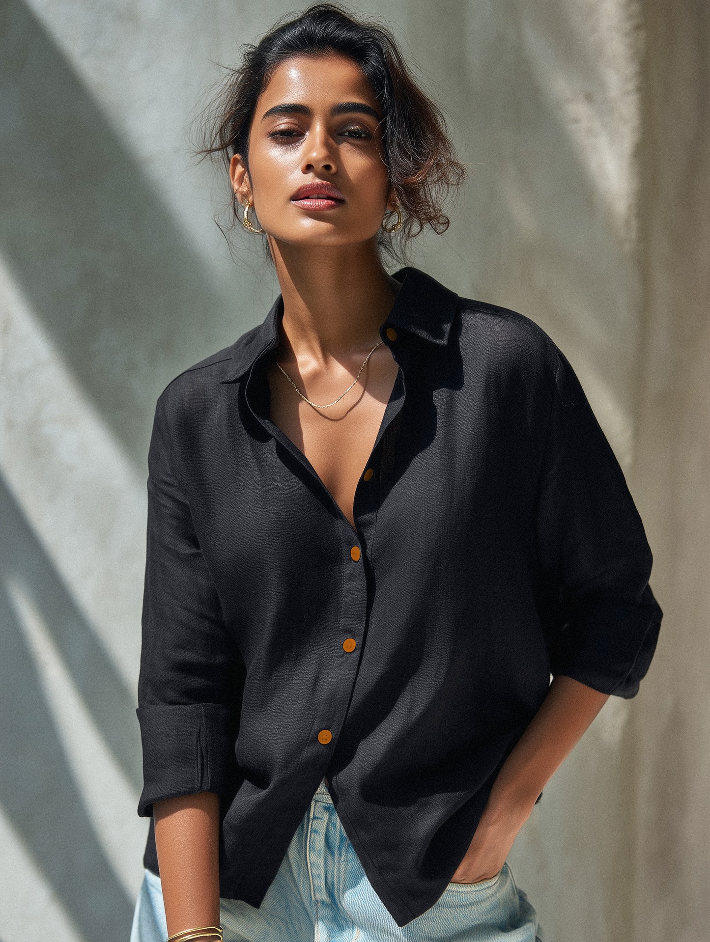 Midnight Black Cotton Shirt