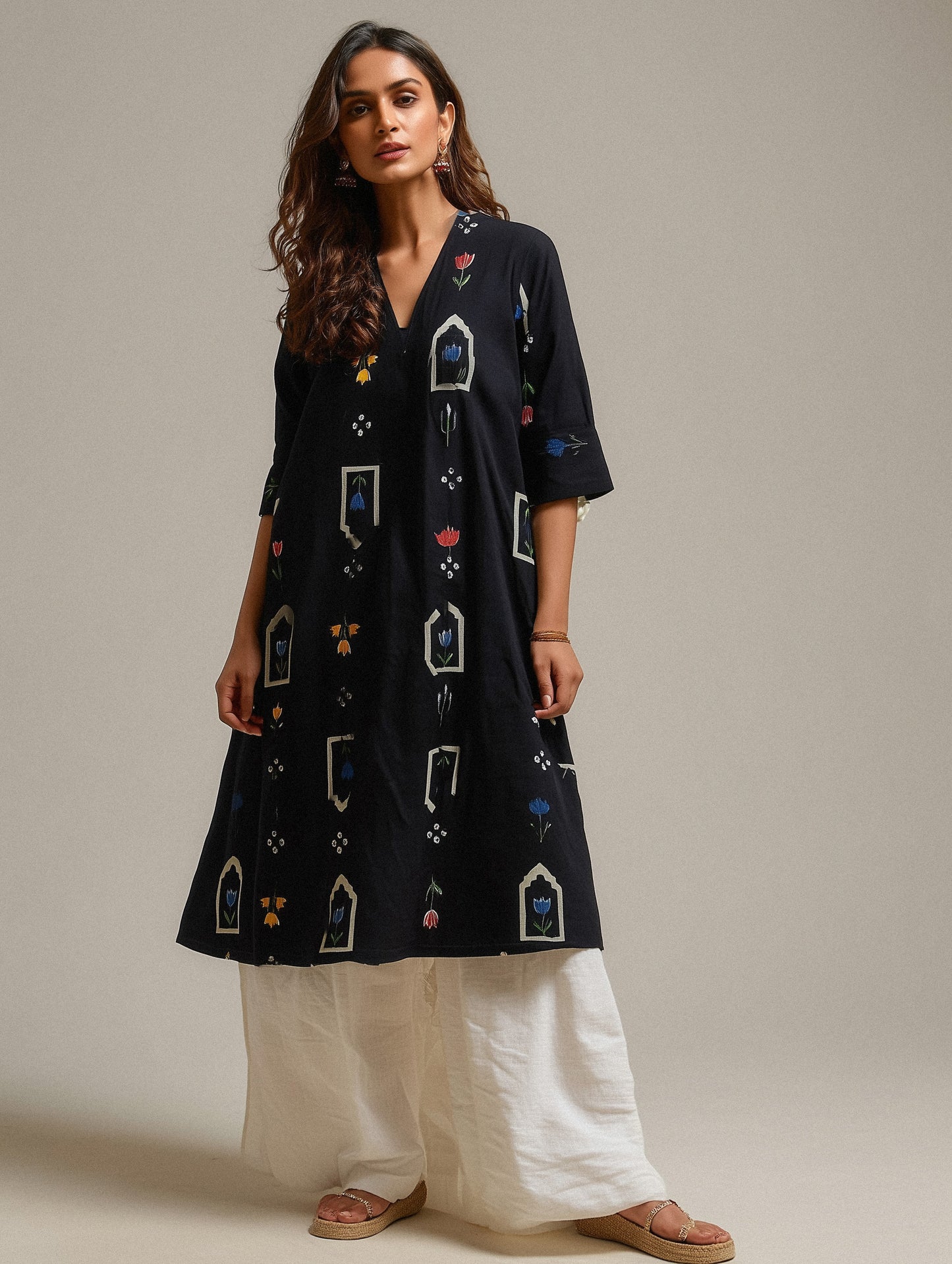 BAAGH - Black Printed A-Line Kurta Set