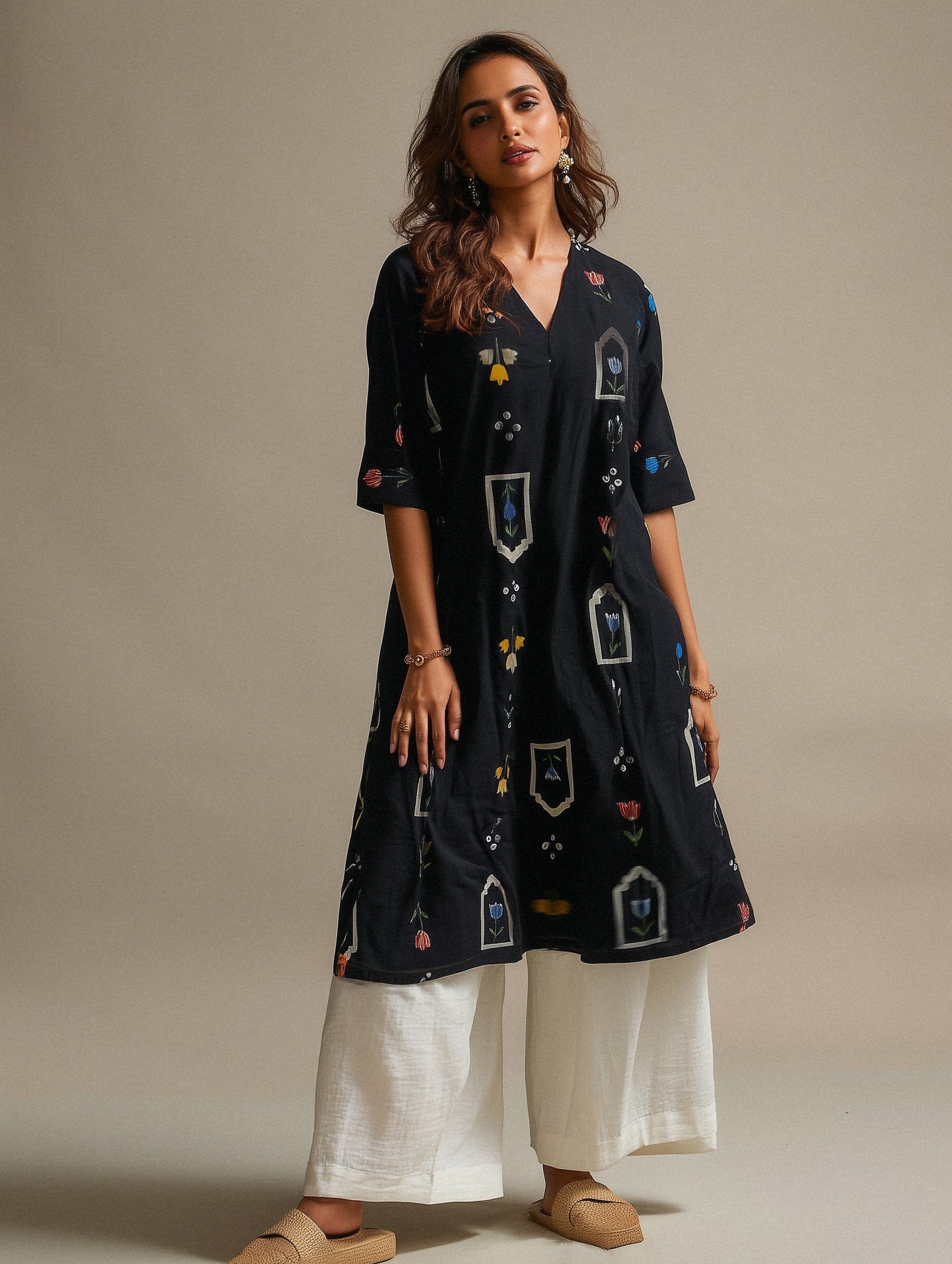 BAAGH - Black Printed A-Line Kurta Set