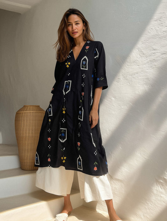 BAAGH - Black Printed A-Line Kurta Set