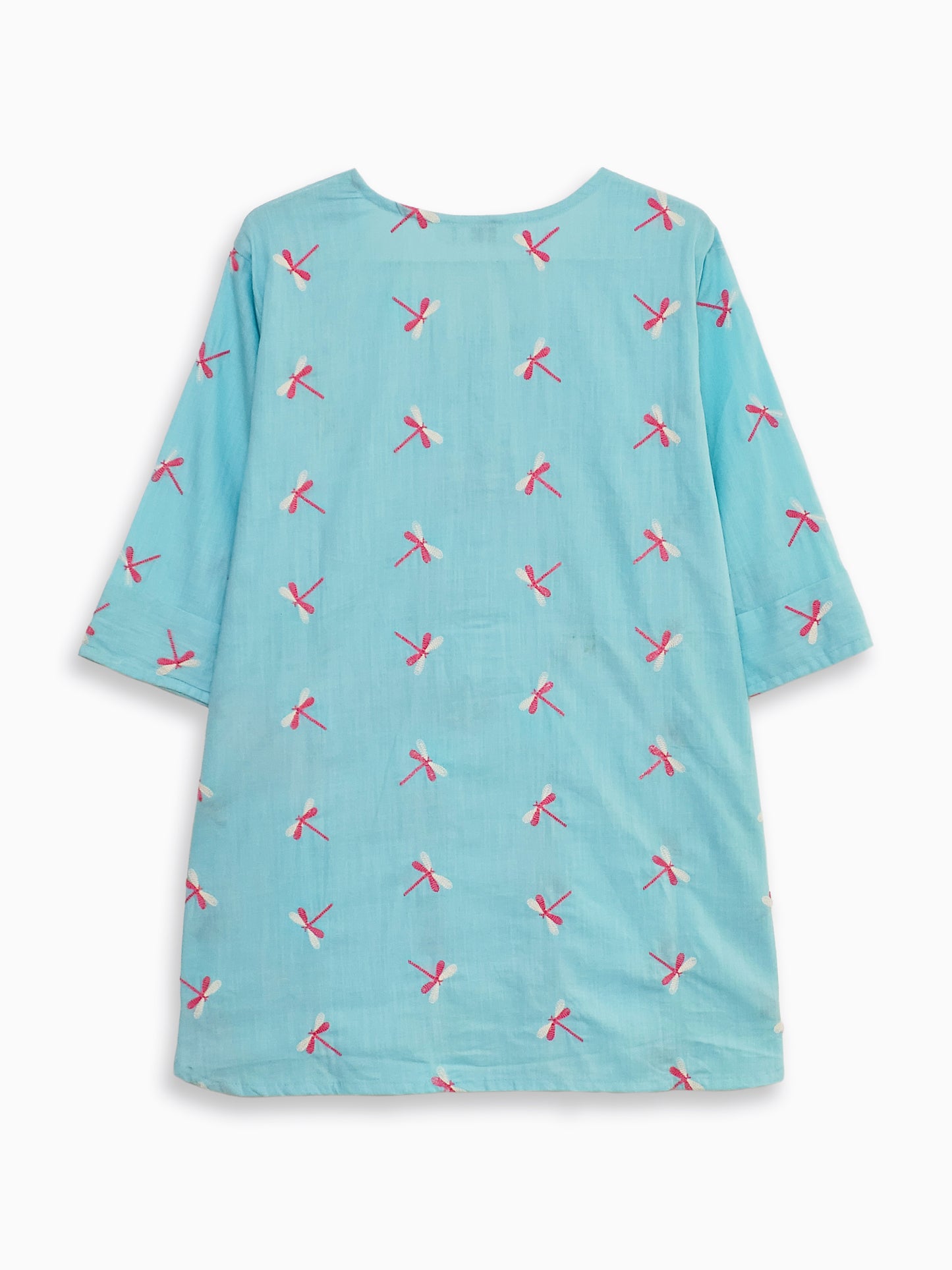 Blue Embroidered Cotton Top