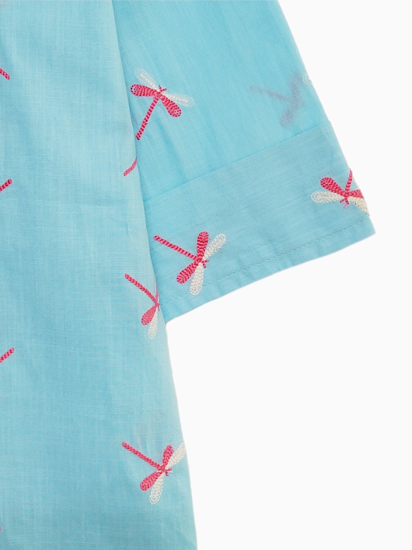 Blue Embroidered Cotton Top