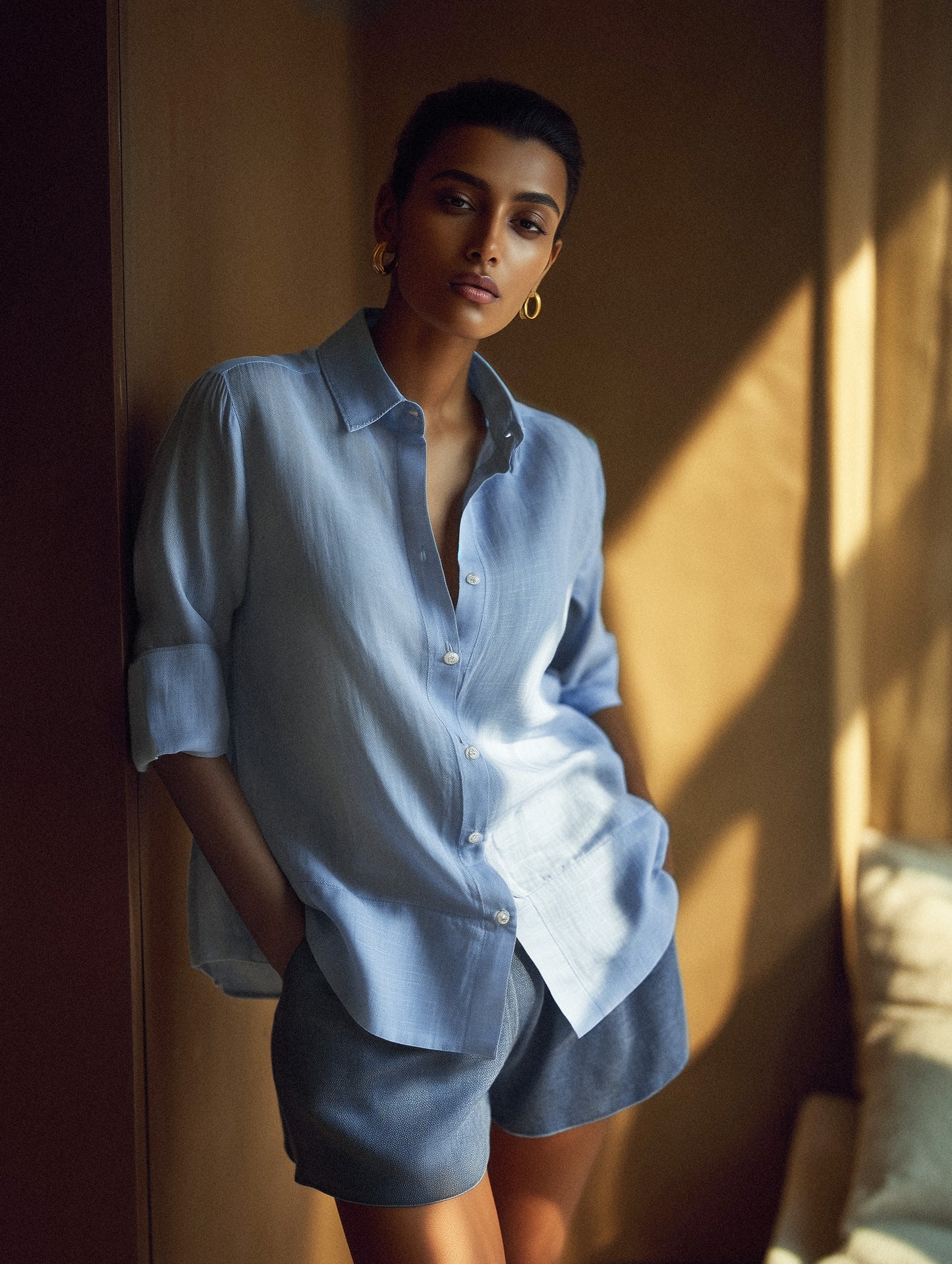Mist Blue Cotton Shirt