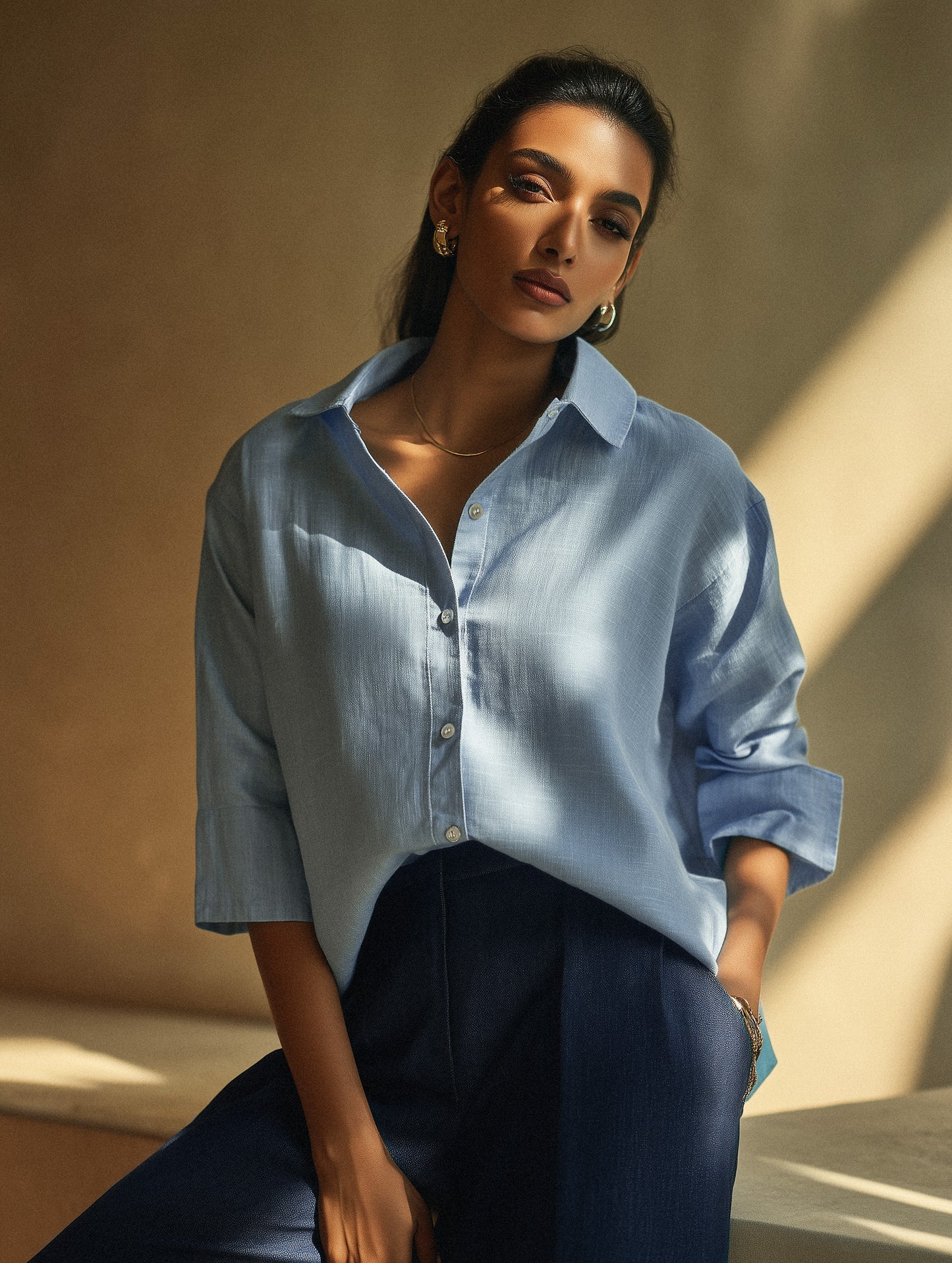 Mist Blue Cotton Shirt
