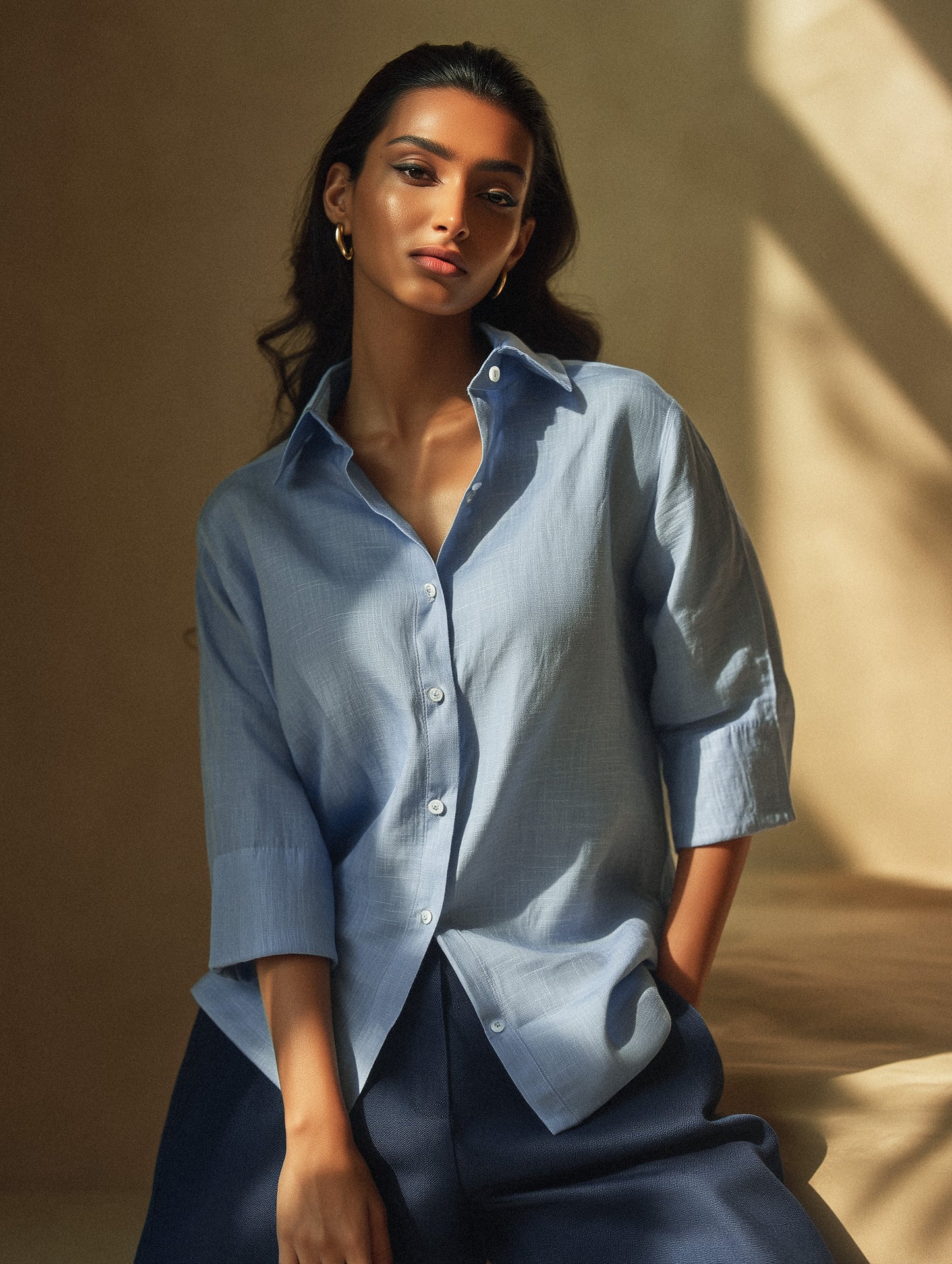 Mist Blue Cotton Shirt