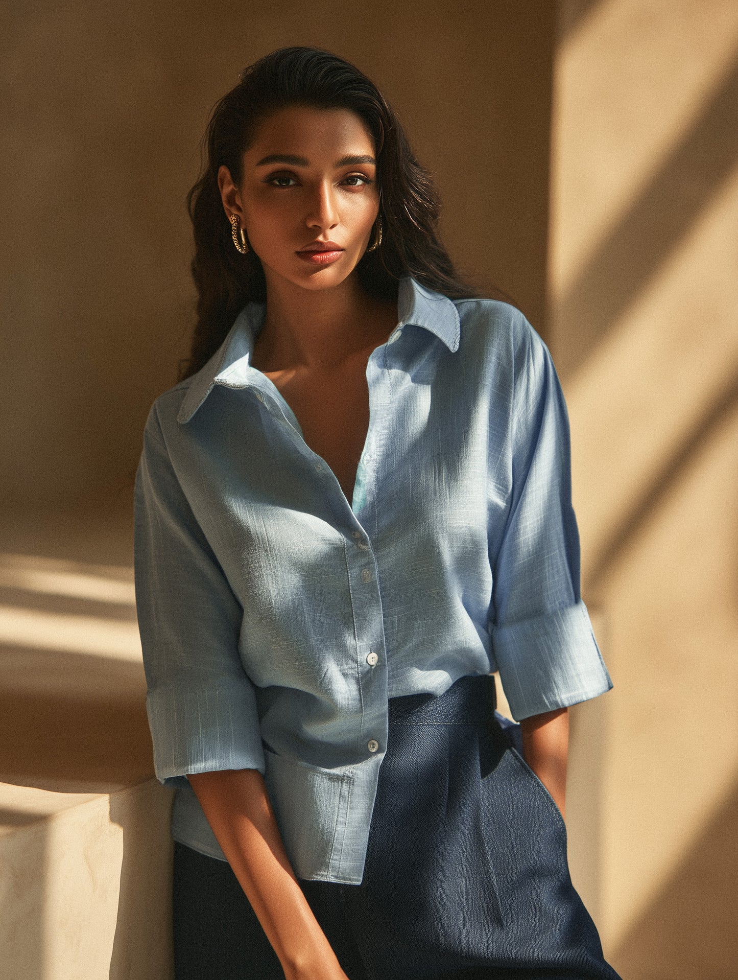 Mist Blue Cotton Shirt