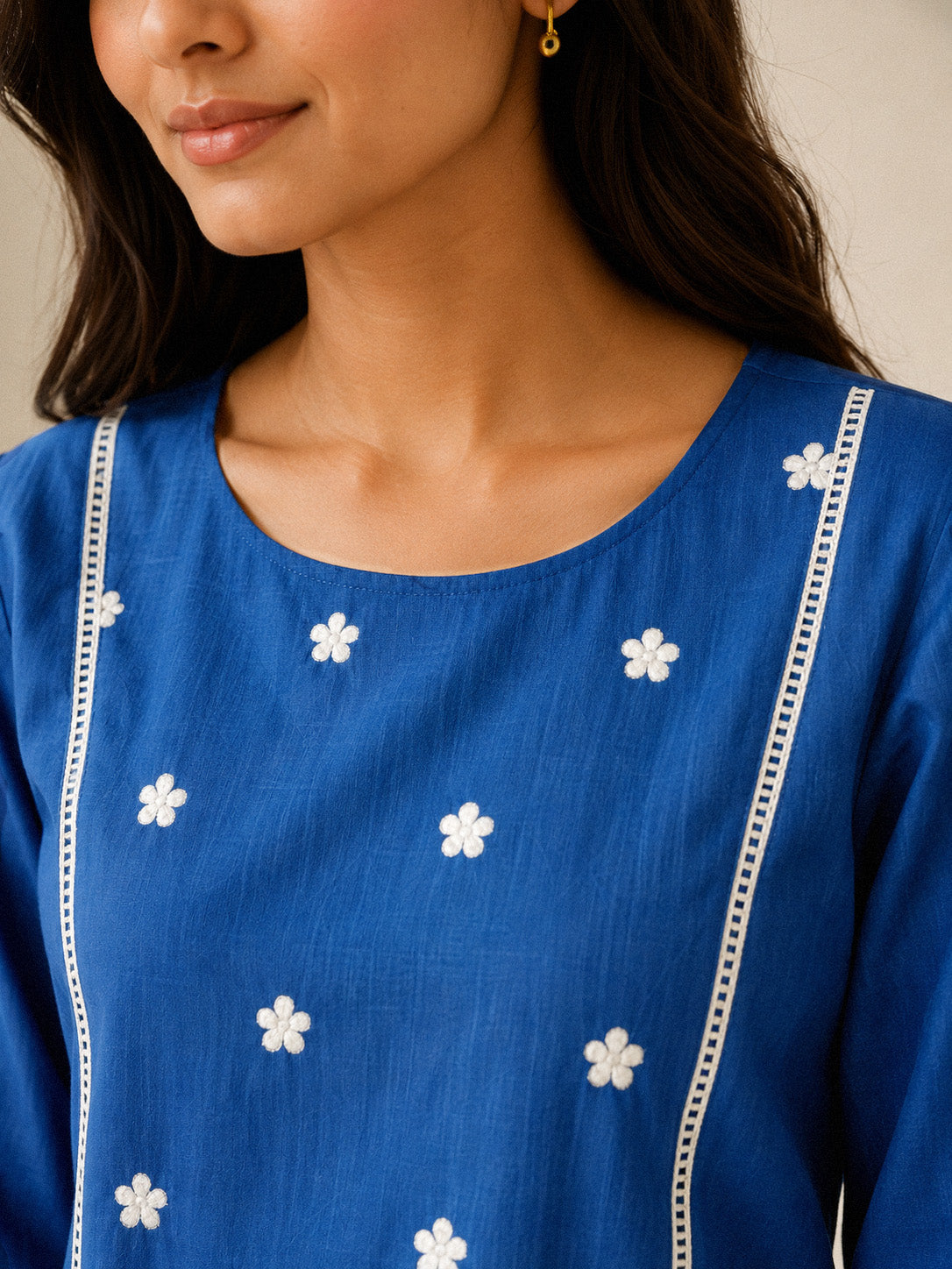 The Royal Blue - Embroidered Princess line Kurta Set