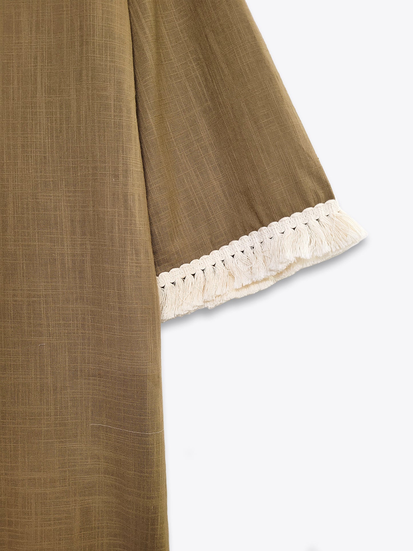 Camel Brown Embellished Cotton Straight Kurta Set