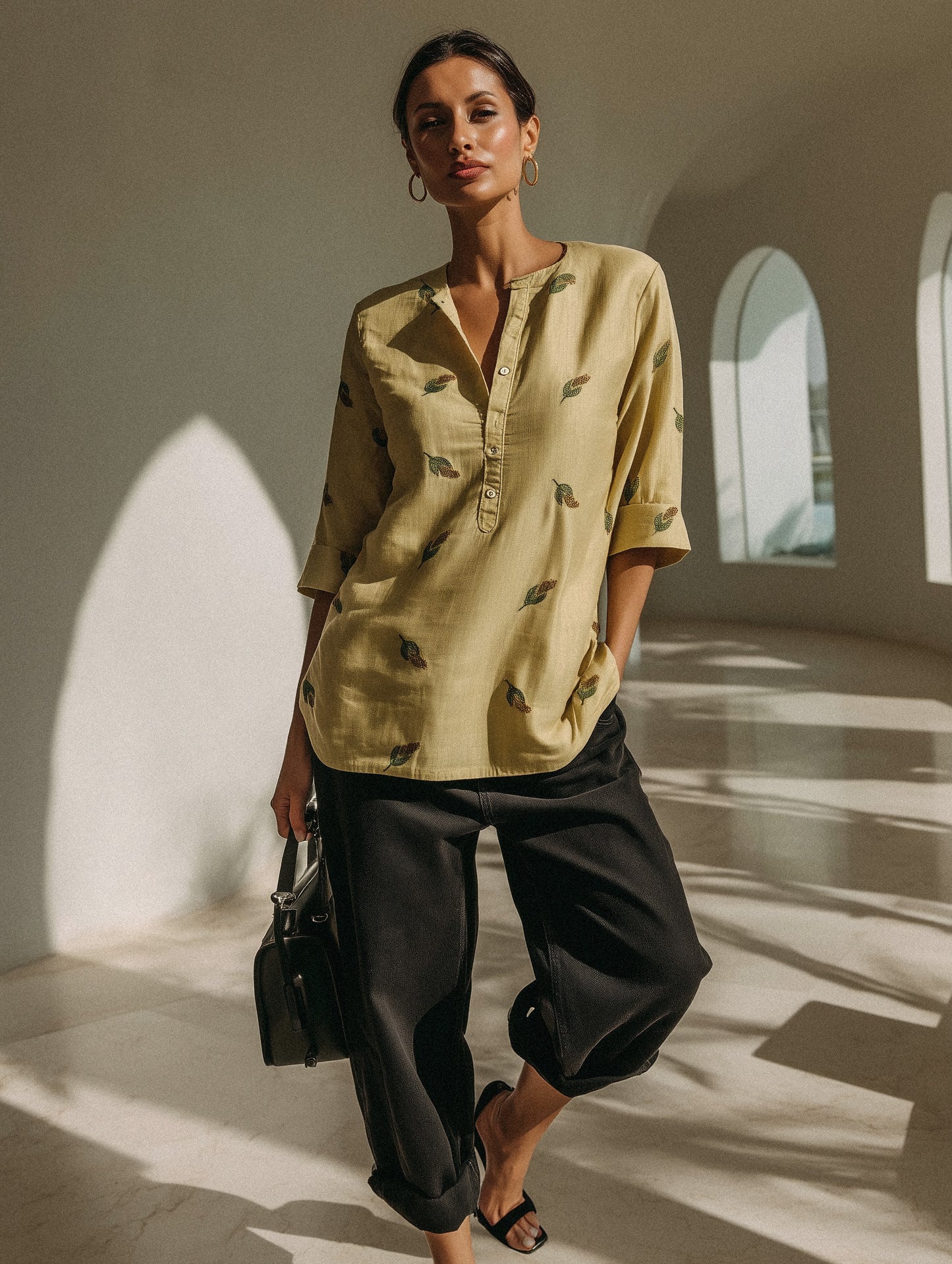 Chikoo Embroidered Cotton Top