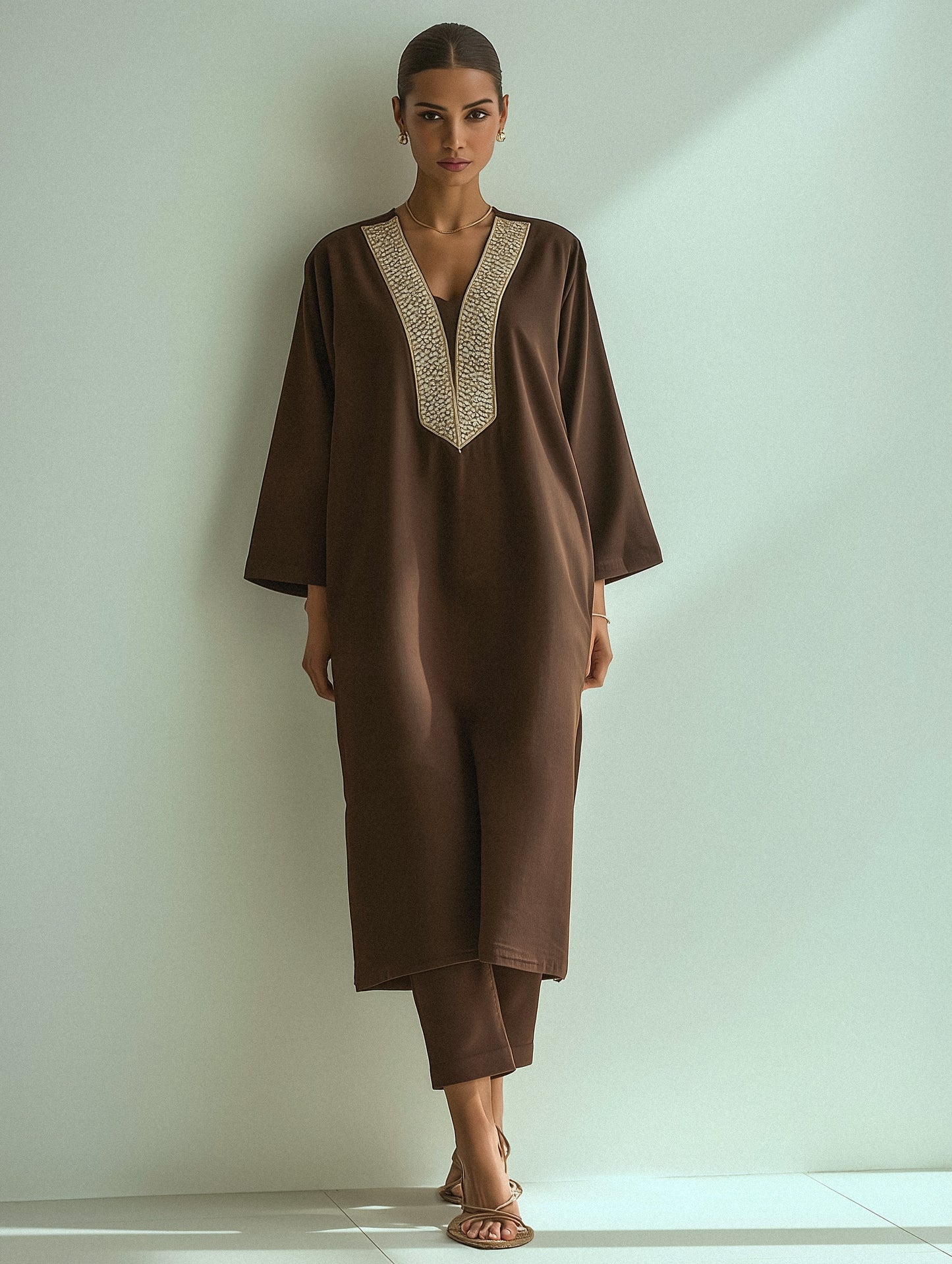 ZAHRA – Cocoa Kurta Set