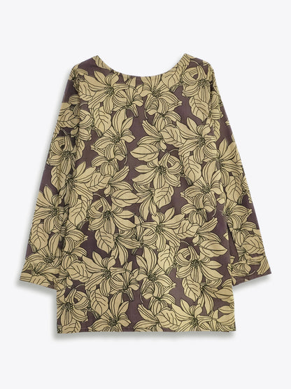 Dusty Plum Floral V Neck Shirt