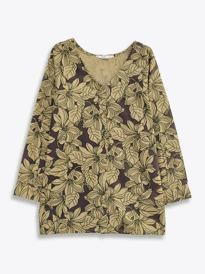 Dusty Plum Floral V Neck Shirt