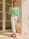 Green Striped Linen Shirt