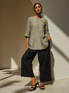 Grey Embroidered Cotton Top