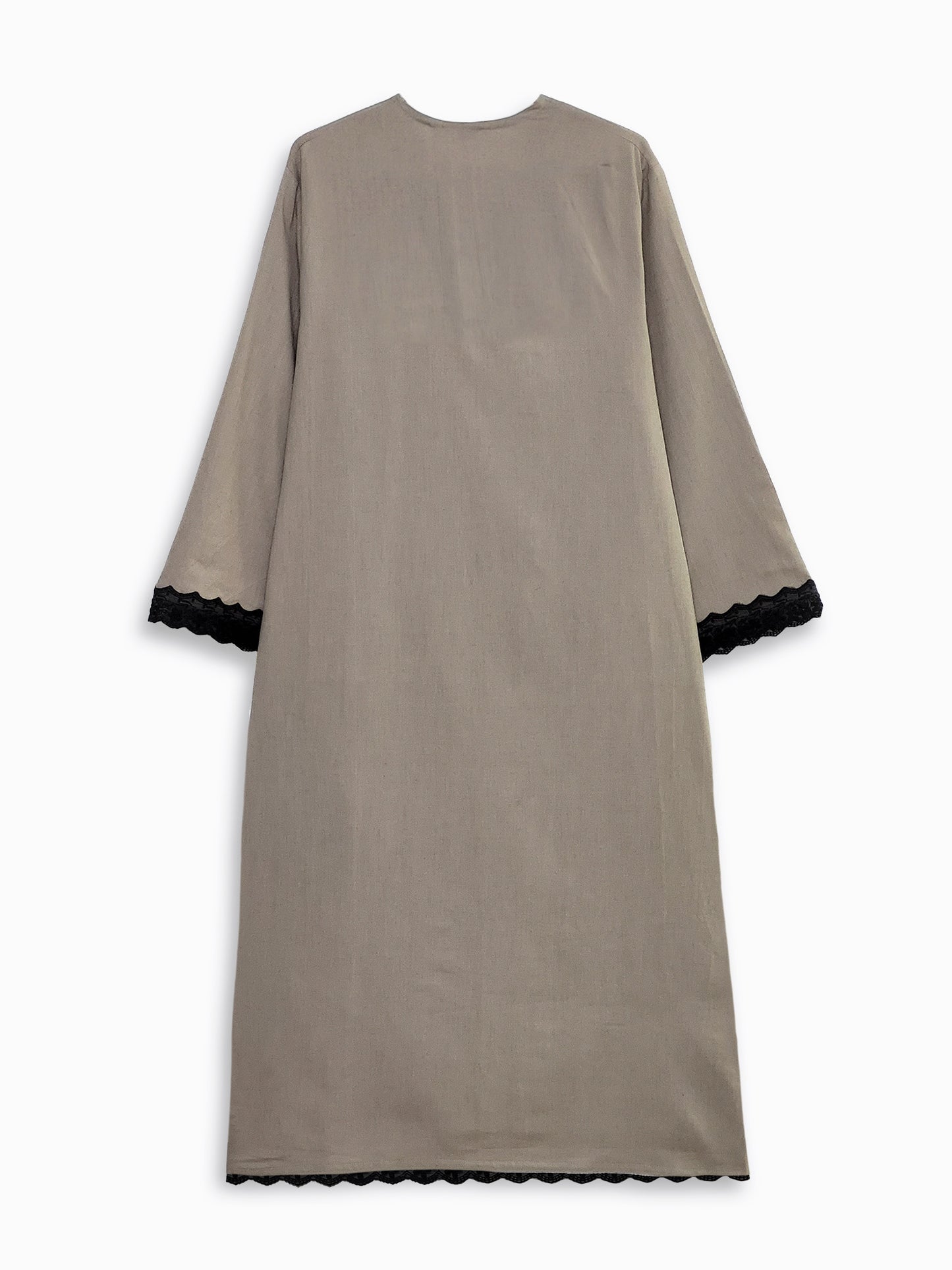 English Grey Embellished V-Neck Cotton Kurta Set
