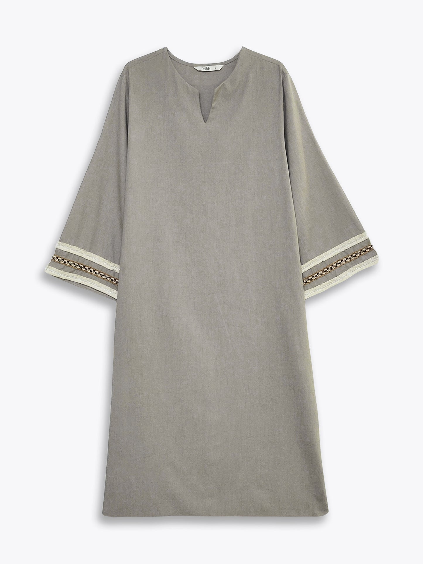 English Grey Embellished Cotton Kurta Set