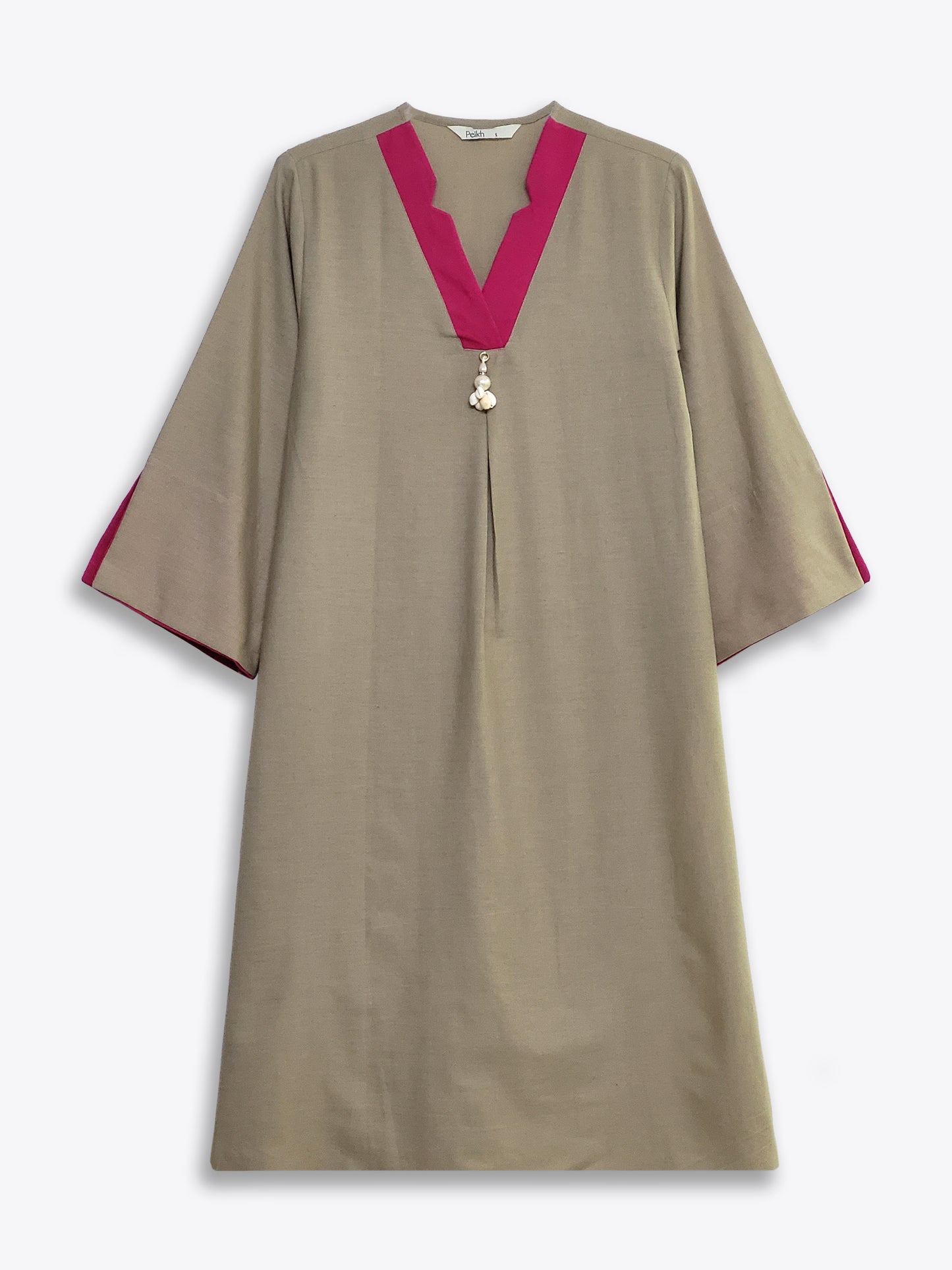 SAHRA Sand Kurta Set with Rose Neckline