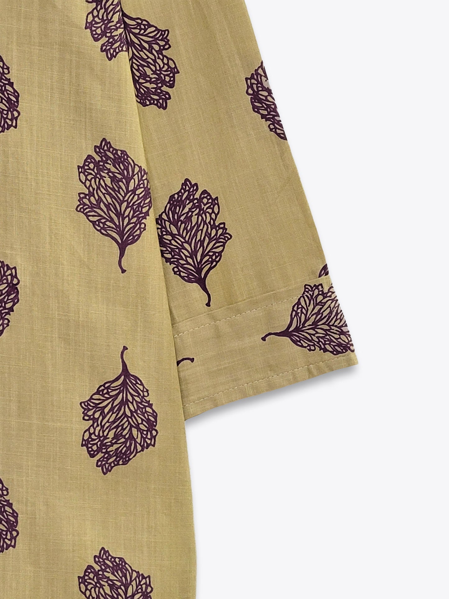 Khaki Printed Lapel Collar Shirt